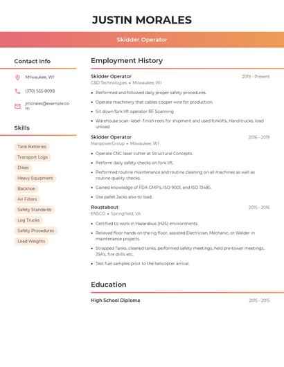 Skidder Operator Resume