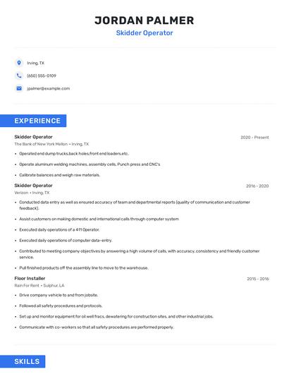 Skidder Operator Resume