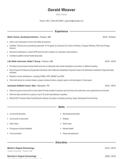 Resume example 1