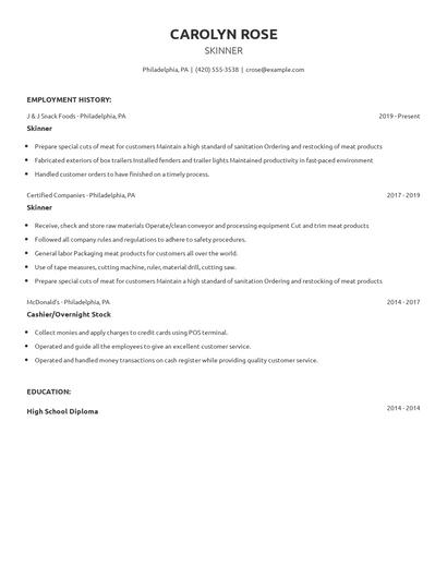 Skinner Resume