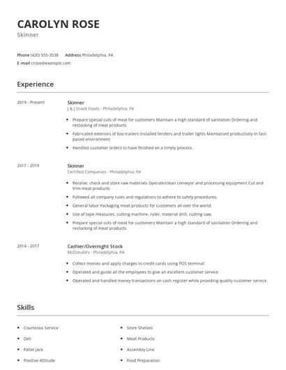 Skinner Resume