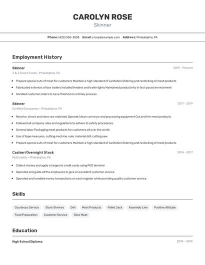 Skinner Resume