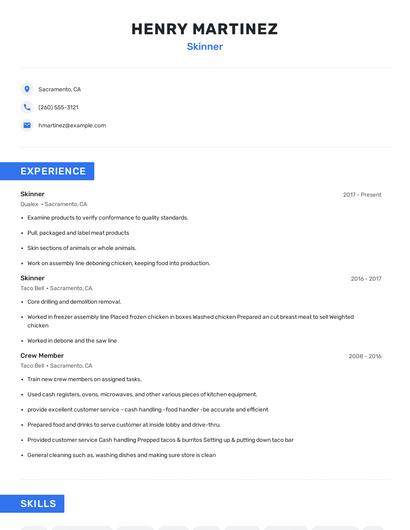 Skinner Resume