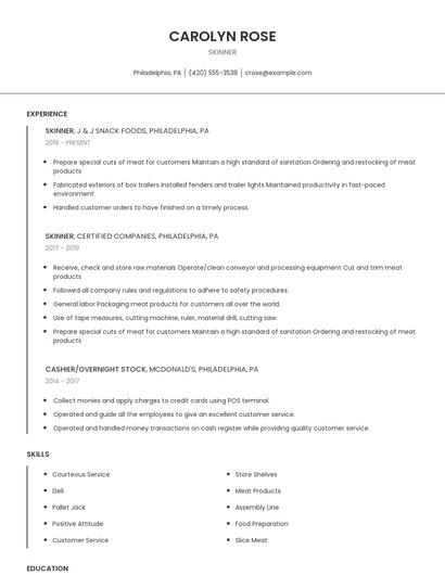 Skinner Resume