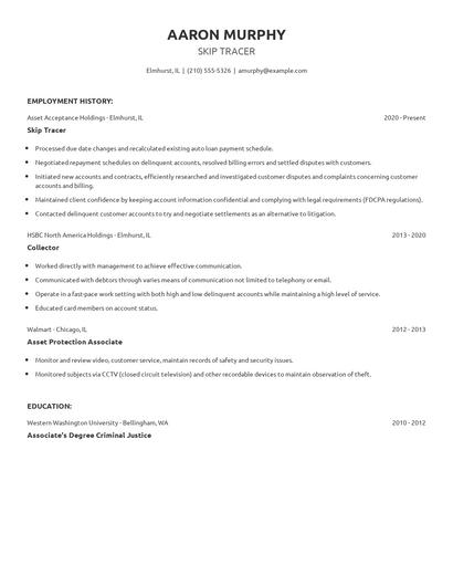 Skip Tracer Resume