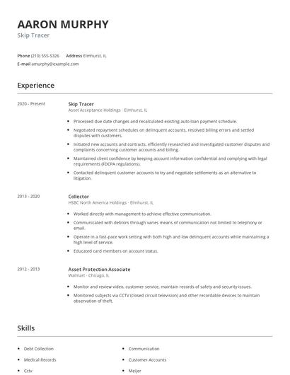 Skip Tracer Resume