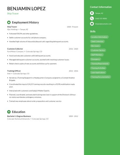 Skip Tracer Resume