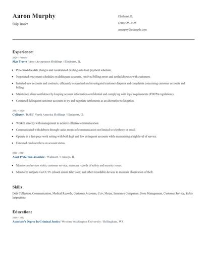 Skip Tracer Resume