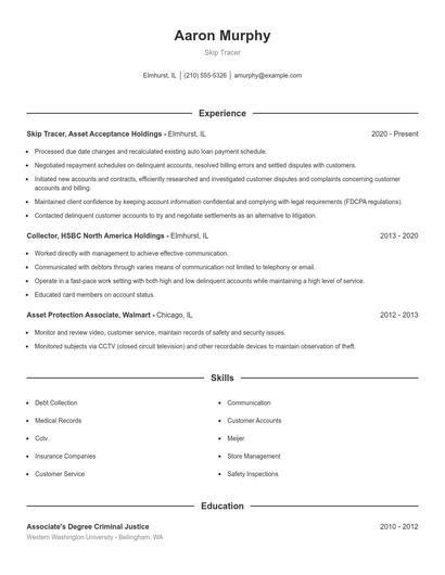 Skip Tracer Resume