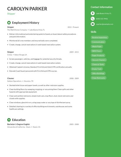 Skipper Resume
