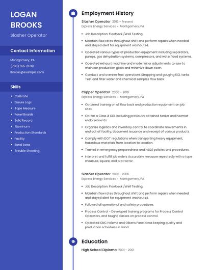 Slasher Operator Resume