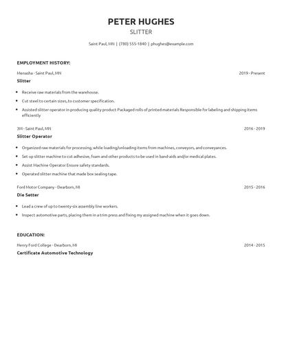Slitter Resume