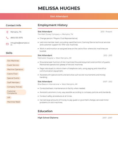 Slot Attendant Resume