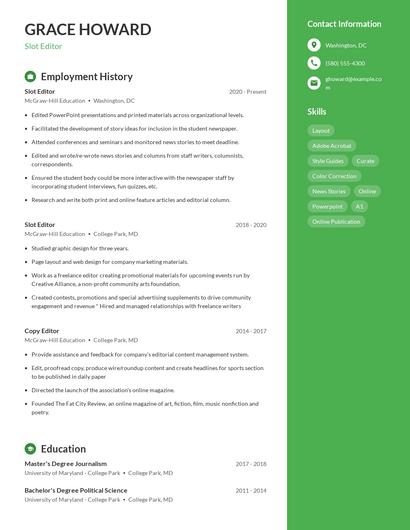Slot Editor Resume