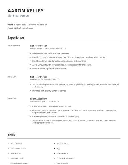 Slot Floor Person Resume