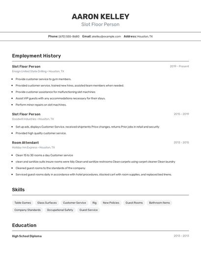 Slot Floor Person Resume