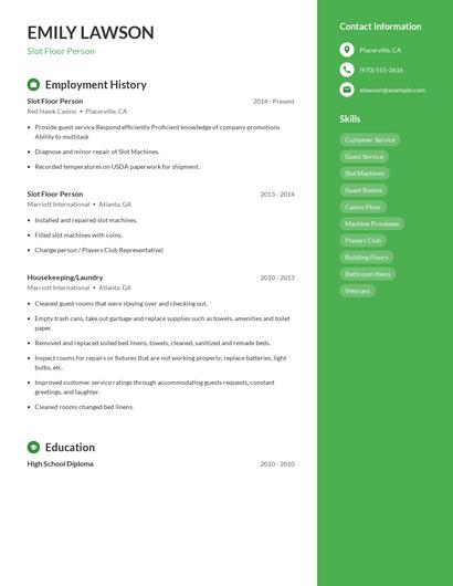 Slot Floor Person Resume