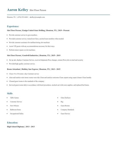 Slot Floor Person Resume