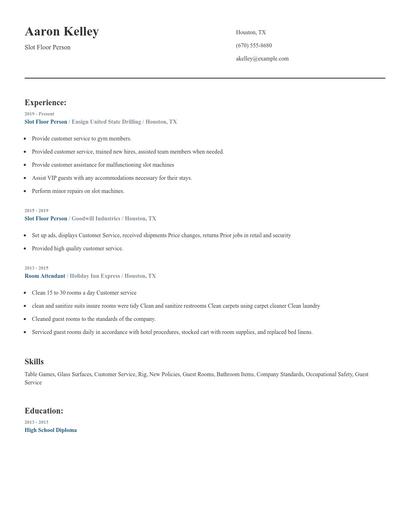 Slot Floor Person Resume