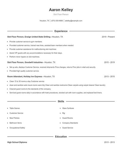 Slot Floor Person Resume