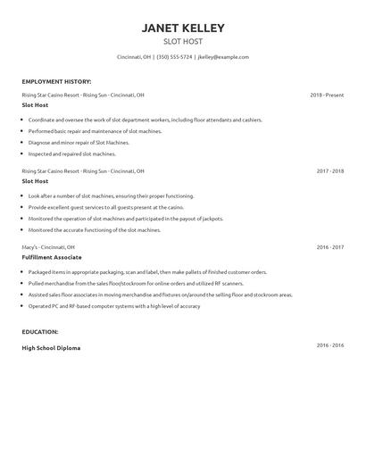 Slot Host Resume