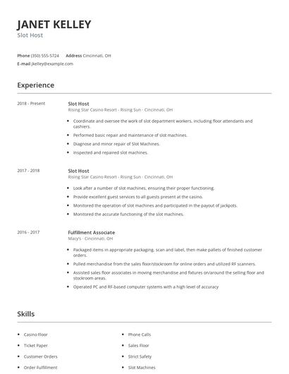 Slot Host Resume