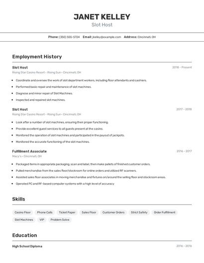 Slot Host Resume