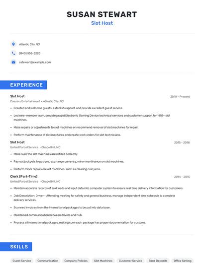 Slot Host Resume