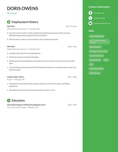 Slot Host Resume