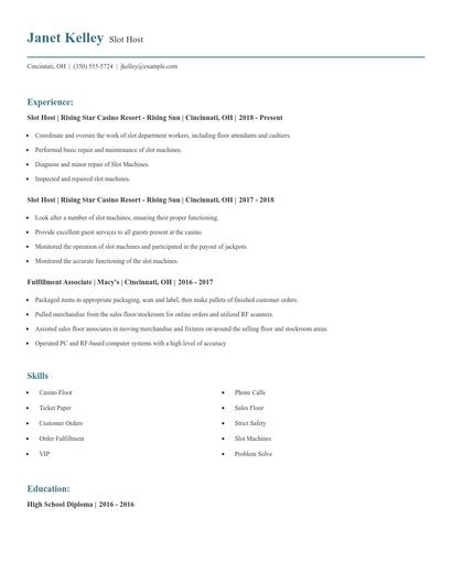 Slot Host Resume
