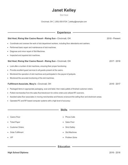 Slot Host Resume
