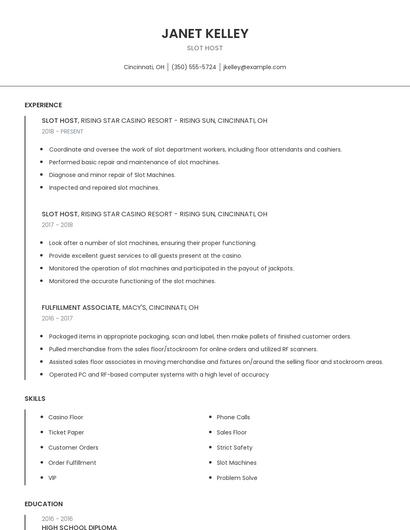 Slot Host Resume