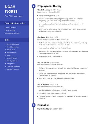 Slot Shift Manager Resume