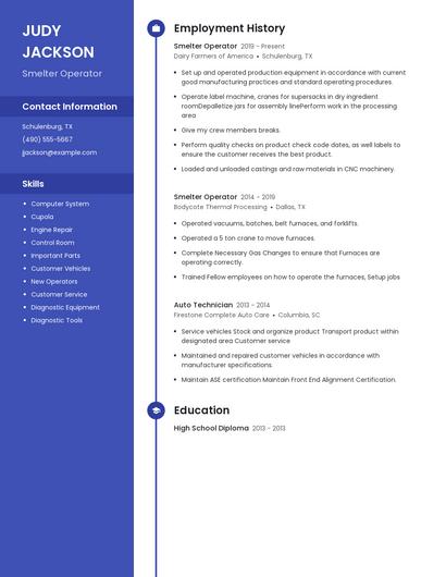 Smelter Operator Resume