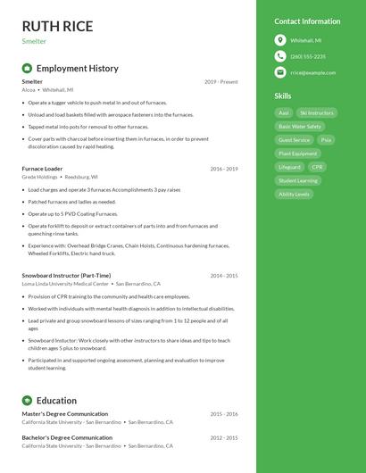Smelter Resume