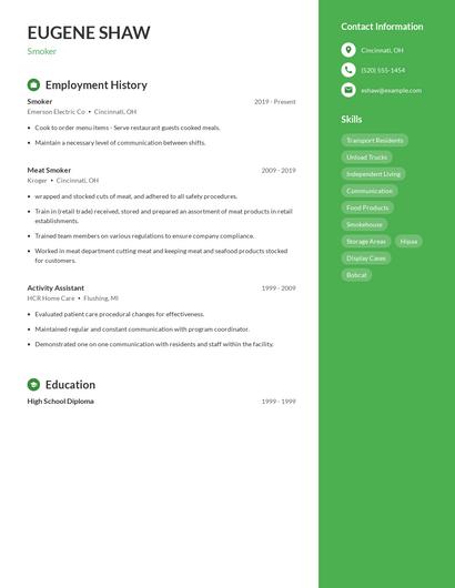 Smoker Resume