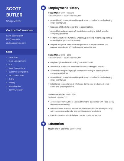 Soap Maker Resume