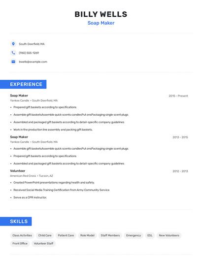 Soap Maker Resume