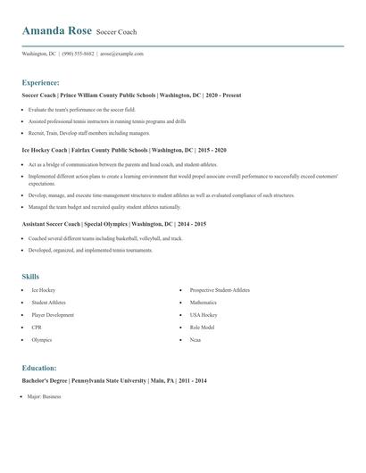 Soccer Coach Resume