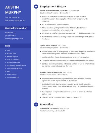 Social Human Services Assistants Resume