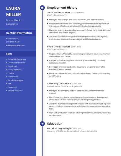 Social Media Associate Resume
