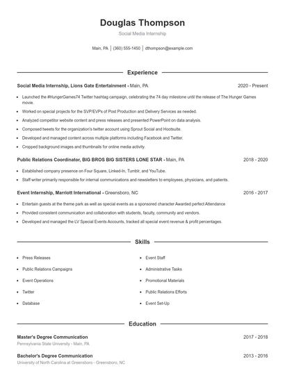 Resume example 1