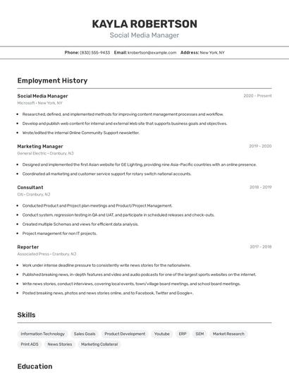 Resume example 2