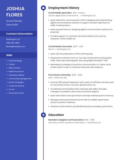 Social Media Specialist Resume