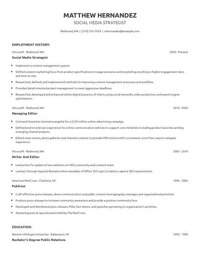Social Media Strategist Resume