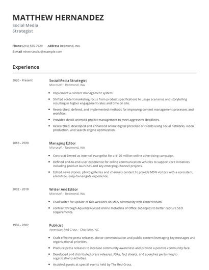 Social Media Strategist Resume
