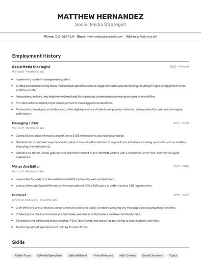 Social Media Strategist Resume