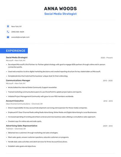 Social Media Strategist Resume