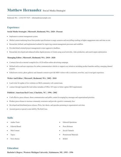 Social Media Strategist Resume