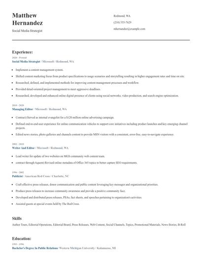 Social Media Strategist Resume